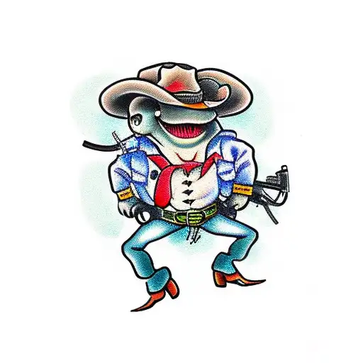 Cowboy Frogs Having Shootout