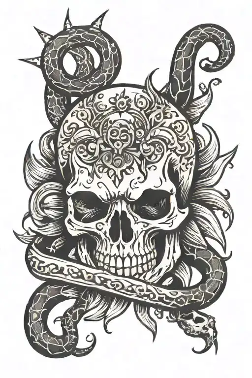 Sagittarius Snake Skull Face