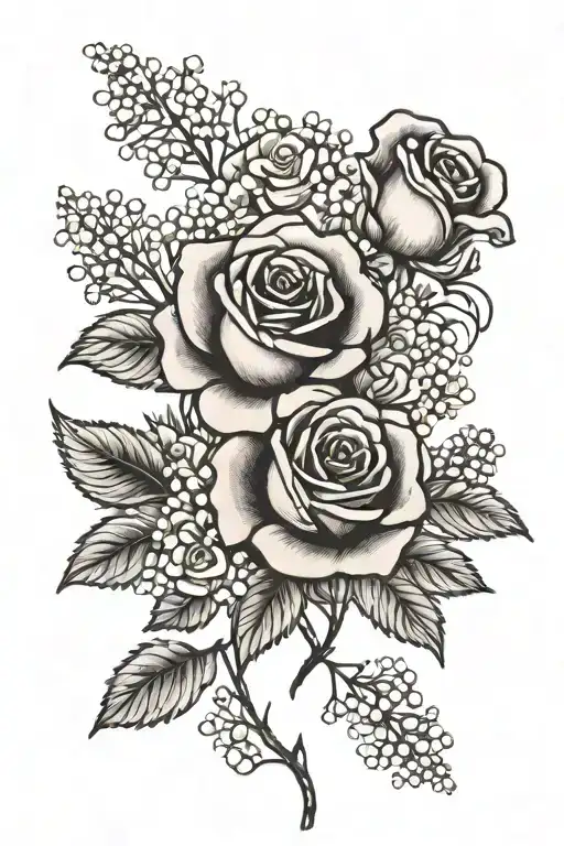 Rose With Baby's Breath Bouquet