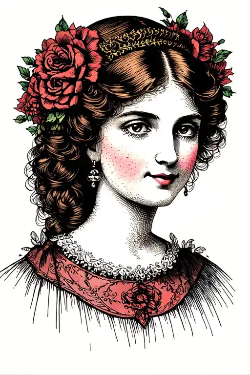 American Traditional Gothic Lady Head