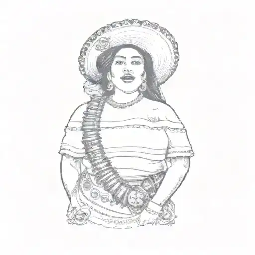 A Mexican Woman Wearing A Sombrero