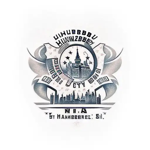 Hamburg City Skyline And Logo Back Tatto Badass Gangster