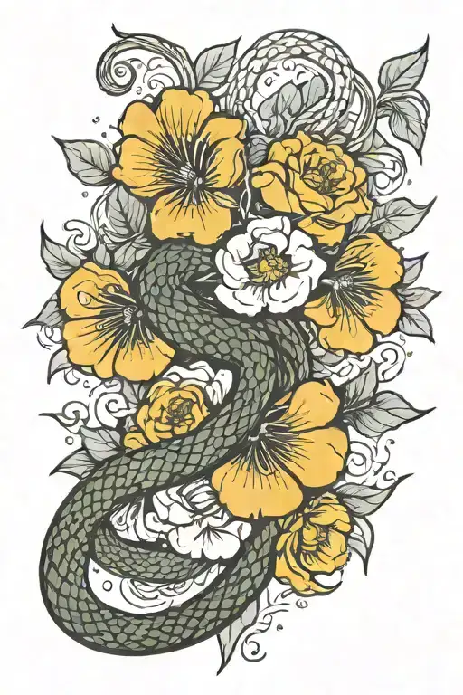 Buttercups Over Snake Scales Arm Sleeve