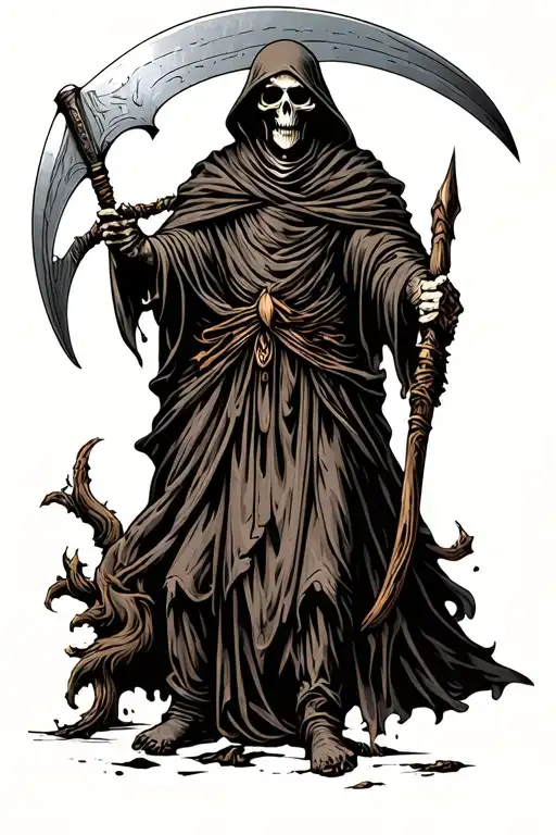 Grim Reaper With Scythe Medieval Horror Dark Fantasy Souls Like