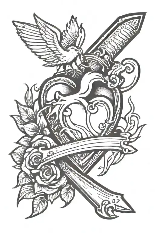 Knife Stabbing Heart Cartoon