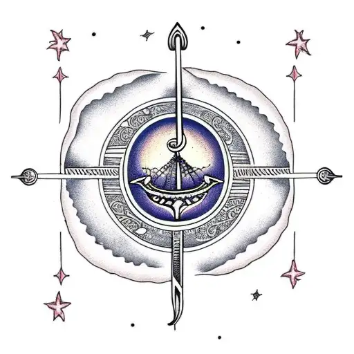 Moon Crescent With Treble Clef And Sea Anchor