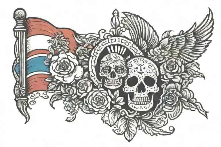 Lariosa With Mexican And Filipino Flag Intertwined