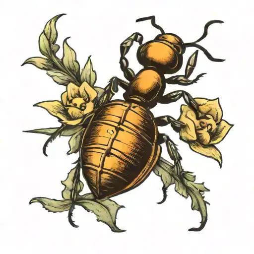 Tattoo Of An Ant Crawling Through A December Birth Flower