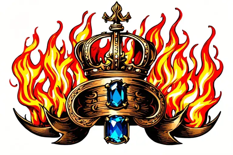 Flames With A Small Crown With Sapphire In The Middle