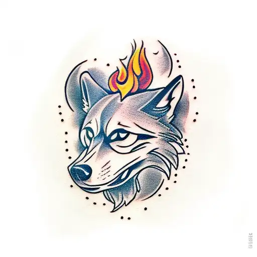 Wolf Skull With Fire