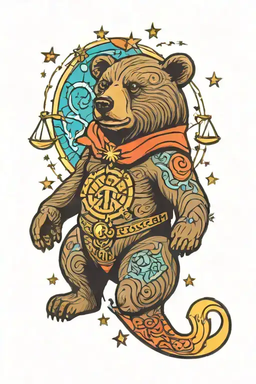 Bear With Libra And Pisces Zodiac Sign