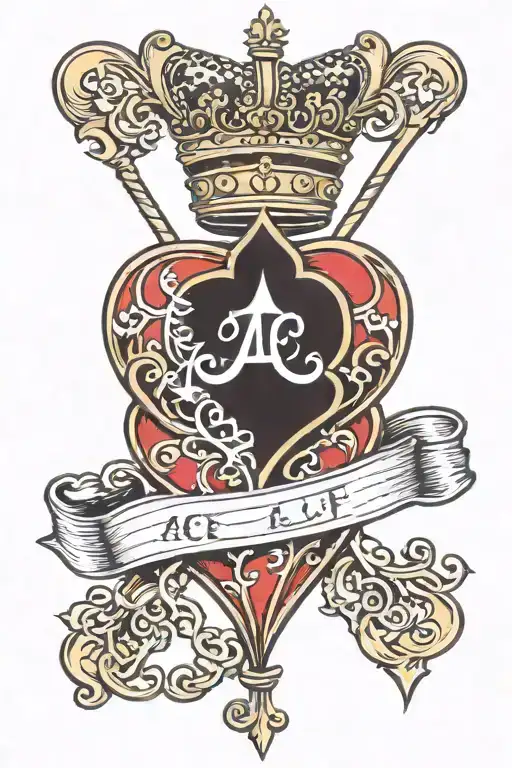 Ace Lf Hearts With A In The Middle And A Crown