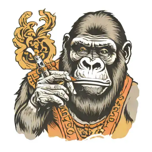 A Gorilla Who Smokes And Wears Smoked Glasses Without Clothes