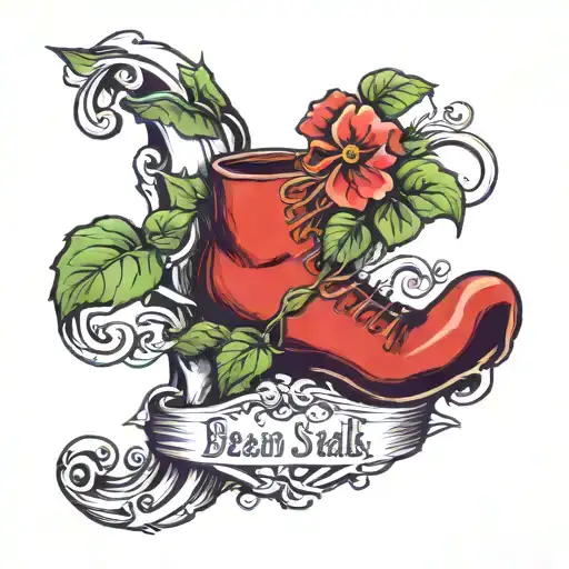 Beanstalk With Baby Footprints Leading To Different