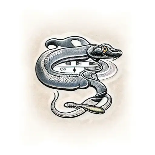 Black Snake Around A Hourglass