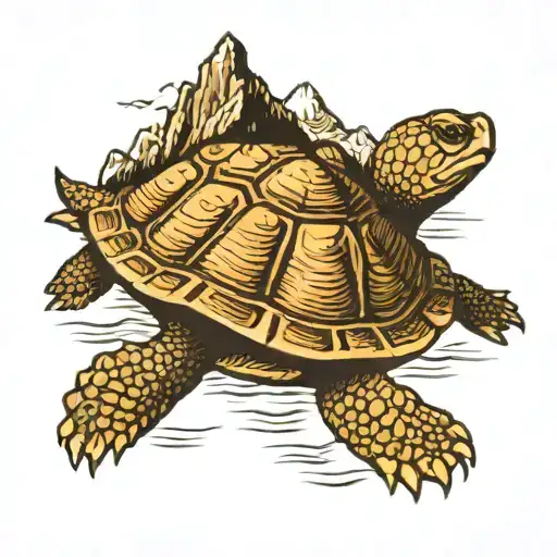 Turtle With Mountain On Its Back