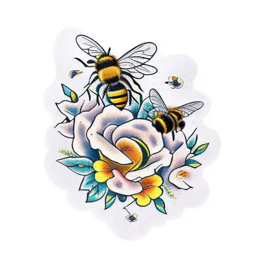 Floral Sleeve With Bees