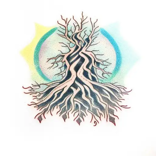 Tree Roots Growing Out Of Stone House