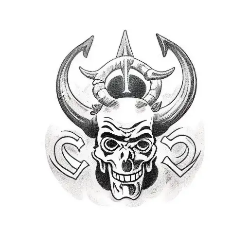 A Devil Pouring Whiskey To A Skull Cowboy In A Neo Traditional Style