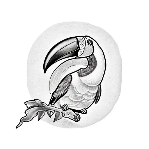 Black And White Toucan With Tropical Floral