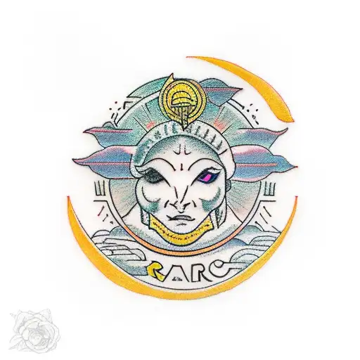 Aries Ram Woman Holding A Sun