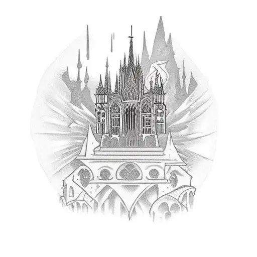 Gothic Cathedral Rising From The Trees