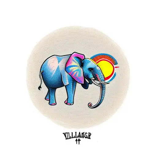 Elephant With Sunset