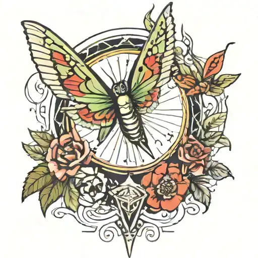 Sword And Luna Moth Surrounded