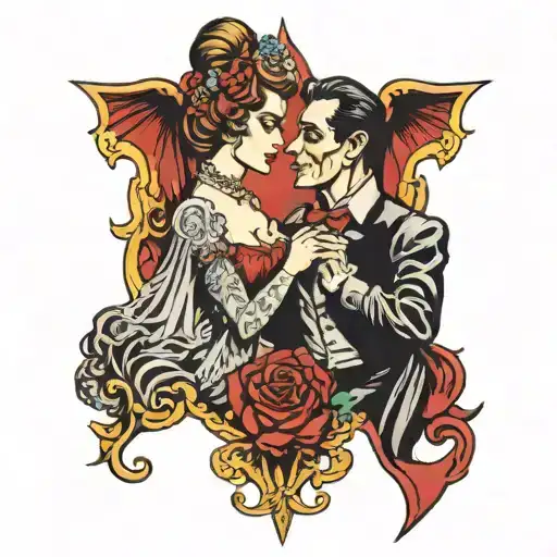 A Female Vampire And A Male Vampire Facing Each Other