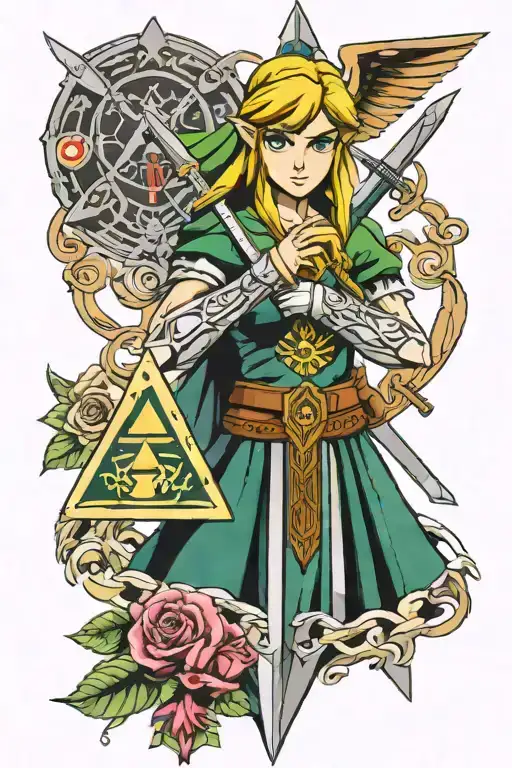 Zelda Triforce With Master Sword Going Through