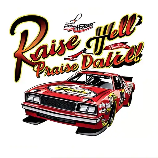 Picture Of Dale Earnhardt With Car And It Says Raise Hell Praise Dale