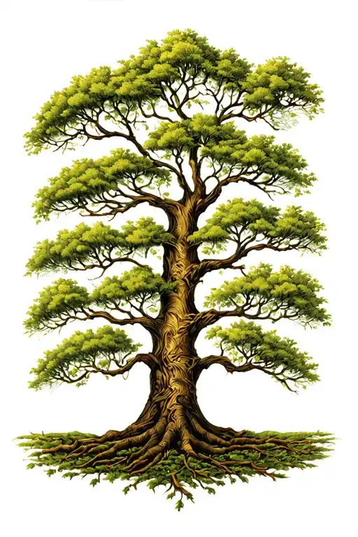 An Intricate Design Of A Family Tree With Branches Representing Different Stages Of Life And Growth