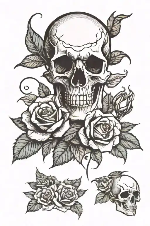 Roses And Skull Wearing