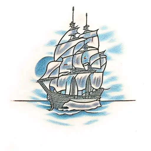 Pirate Ship Going Into Sunrise