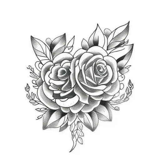 Black And White Forest With Colored Flowers