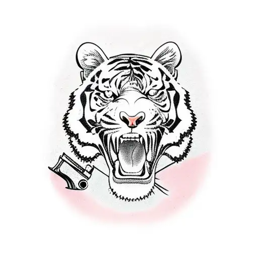 Tiger Holding A Gun