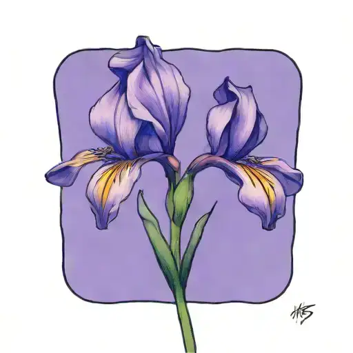 Single Wild Iris With Stem