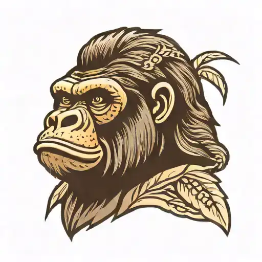 American Traditional Gorilla Head Simple