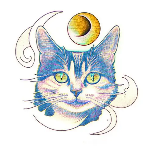 Calico Cat With Moon