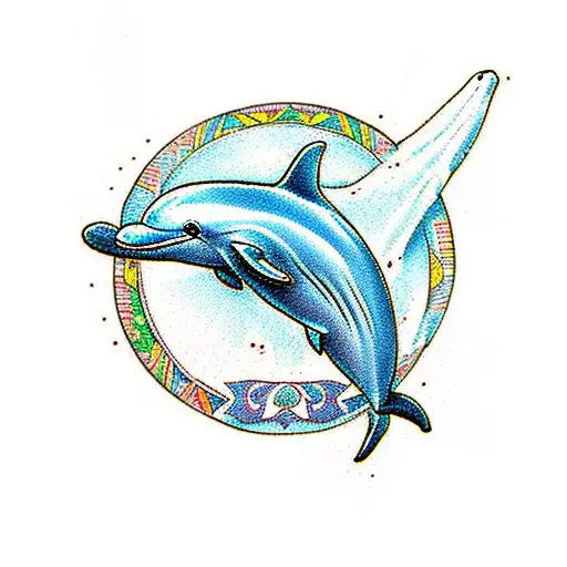 Dolphin In A Aztec Style