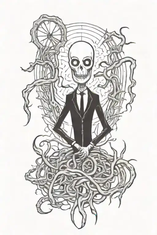 Slenderman With A Scary Background Black And White