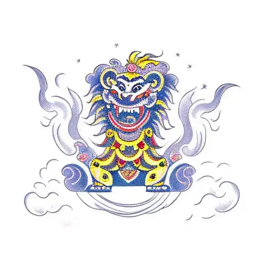 A Traditional Lion Dance Scene With Vibrant Colors And Energetic Movements