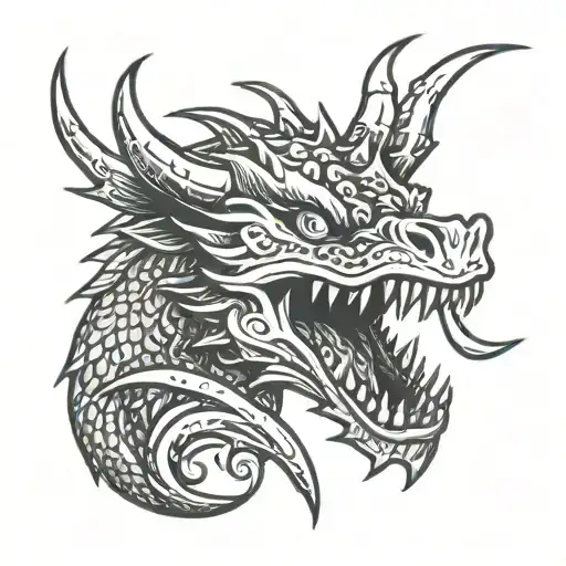 Knife In Dragon Head Tattoo Holding