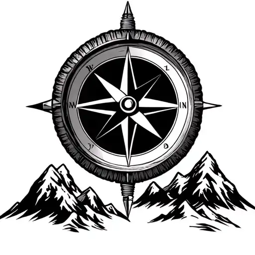 Compass With Mountains