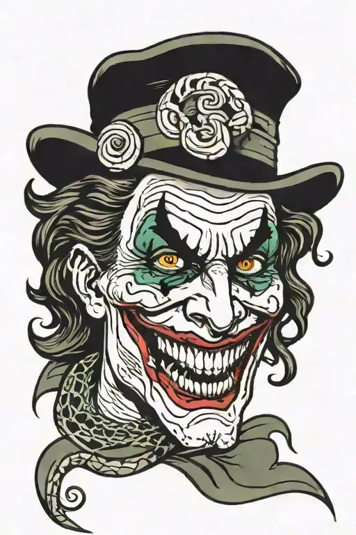 Joker Face With Slithering Snake Wrapped