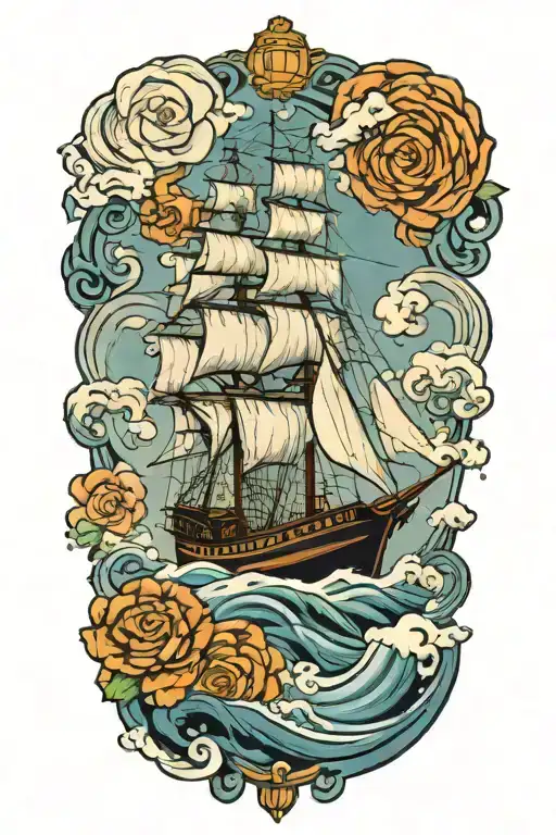 Figurehead Of Ship Sailing Through Stormy