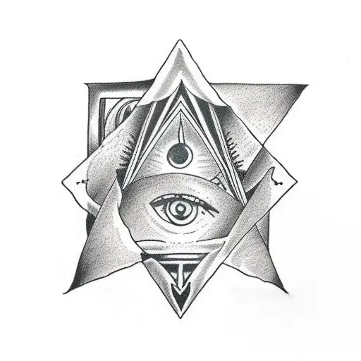 Dagger Going Through All Seeing Eye In Triangle Sleeve