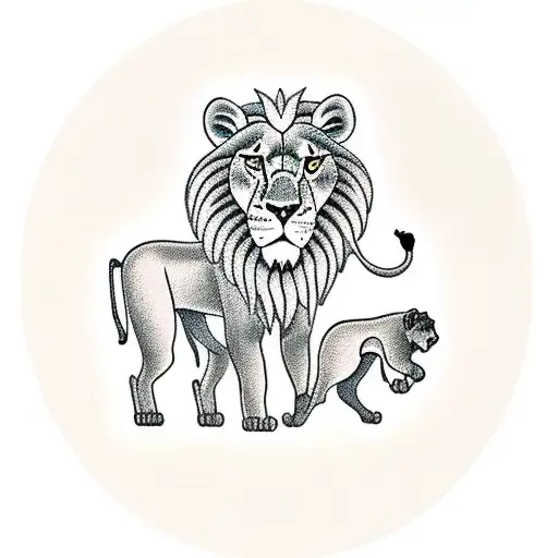 Standing Lion And Lioness