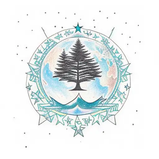 Tree With Stars And The Earth In The Background