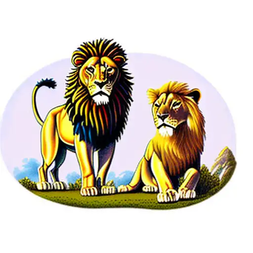 Standing Lion And Lioness
